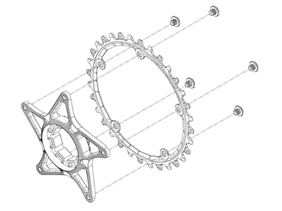 ABSOLUTE BLACK E-Bike Chainring Spider for Specialized Brose Boost 53 mm | gold