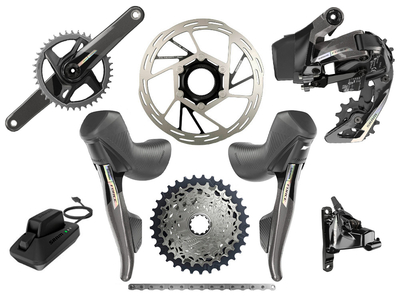 SRAM Force AXS Road Disc HRD Flat Mount Rennrad Gruppe 1x12 | 40 Zähne 170 mm 10 - 28 Zähne Paceline Rotor 160 mm | Center Lock (vorn und hinten) SRAM DUB | PressFit PF41 BB86 Road