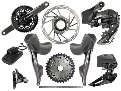 SRAM Force AXS Road Disc HRD Flat Mount Road Group 2x12 | 48-35 Teeth 170 mm 10 - 30 Teeth Paceline XR Rotor 160 mm | Center Lock (front and rear) SRAM DUB | PressFit30