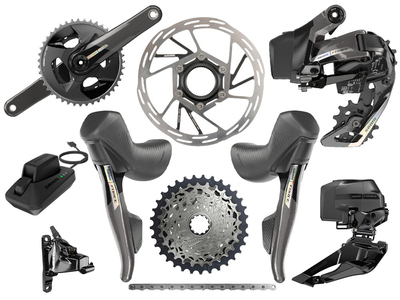 SRAM Force AXS Wide Road Disc HRD Flat Mount Rennrad Gruppe 2x12 | 43-30 Zähne 170 mm 10 - 28 Zähne ohne Bremsscheiben SRAM DUB Wide | PressFit30