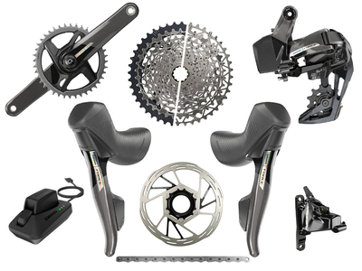 SRAM Force AXS Wide Road Disc HRD Flat Mount Road Group 1x12 | Quarq Powermeter Crank | 40 Teeth 175 mm 10 - 30 Teeth without Disc Brake Rotors SRAM DUB Wide | PressFit30