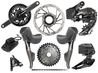 SRAM Force AXS Road Disc HRD Flat Mount Road Group 2x12 | Quarq Powermeter Crank | 46-33 Teeth 172,5 mm 10 - 28 Teeth Paceline XR Rotor 160 mm | Center Lock (front and rear) without Bottom Bracket