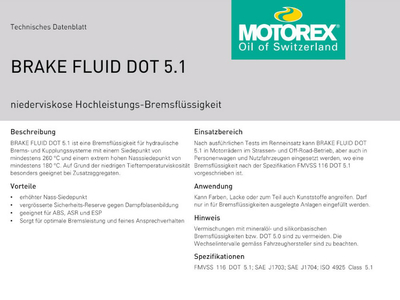 MOTOREX Bremsflüssigkeit BRAKE FLUID DOT 5.1 | 1 Liter