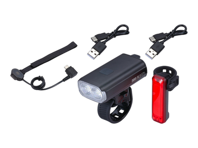 BBB CYCLING Lightset BLS-174 Headlight Strike Duo 1200 BLS-171 + Remote Control + Rear Light Mini Signal BLS-137 | international version