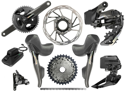 SRAM Force AXS Wide Road Disc HRD Flat Mount Road Group 2x12  Quarq Powermeter Crank | 43-30 Teeth 175 mm 10 - 33 Teeth without Disc Brake Rotors without Bottom Bracket