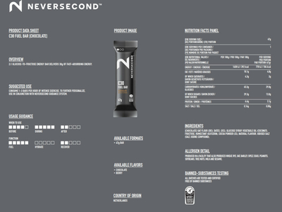 NEVERSECOND Energy Bar C30 Fuel Bar Chocolate | 47g bar