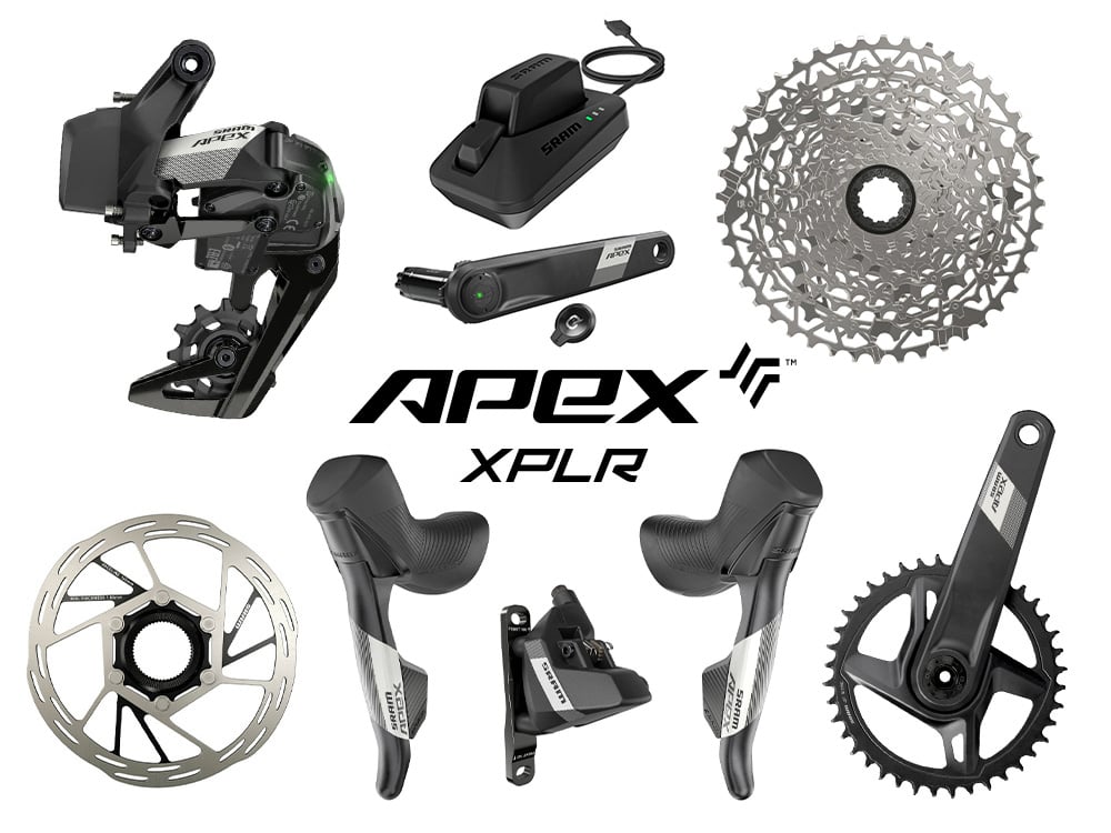 SRAM Apex XPLR AXS Wide Disc HRD Flat Mount Gravel Group 1x12 Quarq 1.157 50