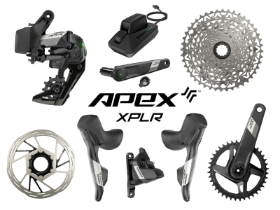 SRAM Apex XPLR AXS Wide Disc HRD Flat Mount Gravel Group 1x12 | Quarq Powermeter Crank 175 mm Paceline XR Rotor 160 mm | Center Lock (front and rear) without Bottom Bracket