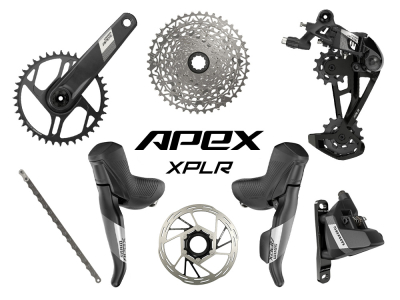 SRAM Apex XPLR Wide Disc HRD Flat Mount Gravel Gruppe 1x12 160 mm Paceline Rotor 160 mm | Center Lock (vorn und hinten) ohne Innenlager