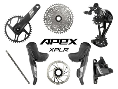 SRAM Apex XPLR Wide Disc HRD Flat Mount Gravel Gruppe 1x12 160 mm Paceline Rotor 160 mm | Center Lock (vorn und hinten) SRAM DUB Wide | BSA 68 mm