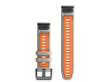 GARMIN replacement smartwatch strap | Quickfit silicone | Fog gray/glow orange