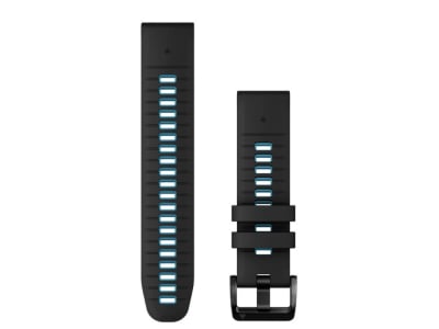 GARMIN replacement smartwatch strap | Quickfit silicone | Black/cirrusblue 22 mm