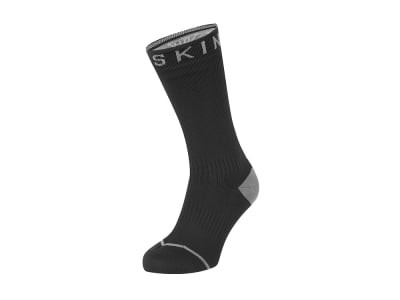 SEALSKINZ Socks Briston Mid Length All Weather Hydrostop | Waterproof | black / grey