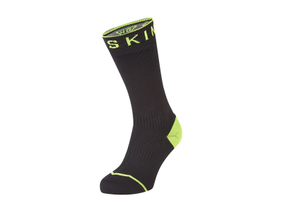 SEALSKINZ Socken Briston Mid Length All Weather Hydrostop | Wasserdicht | schwarz / neongelb S (36 - 38)