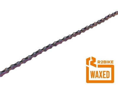 R2BIKE pre-waxed KMC X12 Chain incl. Chain Lock | 12-speed | 126 links | Aurora blue