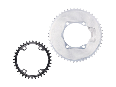 ALUGEAR Chainring Set round Aero 2-speed | BCD 110 mm asymmetrical | Dura Ace R9200 | Ultegra R8100 | silver 54-40 Teeth