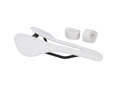 BERK COMPOSITES Saddle Lupina + Handlebar Tape | set | synthetic leather padded white