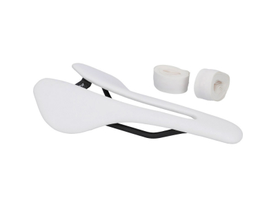 BERK COMPOSITES Saddle Lupina + Handlebar Tape | set | synthetic leather padded white 150 mm