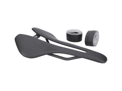 BERK COMPOSITES Saddle Lupina + Handlebar Tape | set | synthetic leather padded black