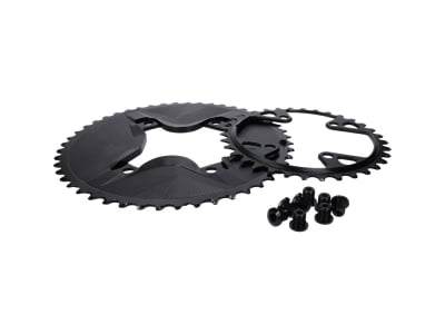 ALUGEAR Chainring Set round Aero 2-speed | Shimano GRX BCD 110 mm | 80 mm asymmetric | black