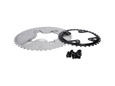 ALUGEAR Chainring Set round Aero 2-speed | Shimano GRX BCD 110 mm | 80 mm asymmetric | silver