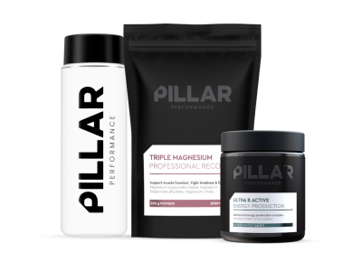PILLAR PERFORMANCE Training Essentials Bundle Triple Magnesium Powder | 200g + Ultra B Active 60 tablets + Mikroshaker | 500 ml