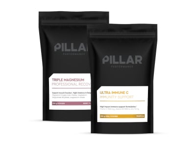PILLAR PERFORMANCE Bundle Training Defence Triple Magnesium Powder | 200g + Ultra Immune C Powder Tropical Flavour | 200g