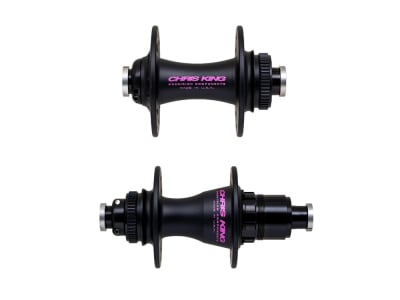 CHRIS KING Hub Set Road R45D Gen 4 Ceramic Center Lock | Thru Axle | Freewheel SRAM XDR | 24 Hole | TwoTone - black / pink