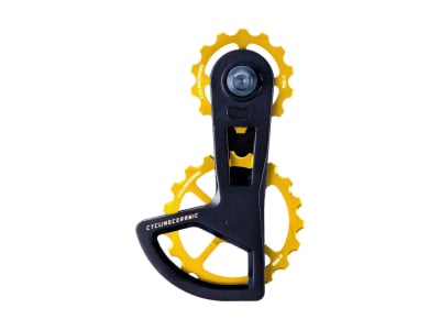 CYCLINGCERAMIC Oversized Derailleur Cage Race 4-Spoke for Shimano 105 | gold