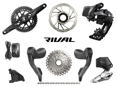 SRAM Rival AXS HRD E1 Rennrad Gruppe 2x12 | 48-35 Zähne 170 mm 10 - 36 Zähne Paceline Rotor 160 mm | Center Lock (vorn und hinten) SRAM DUB | PressFit PF41 BB86 Road