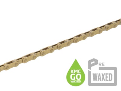 KMC pre-waxed Kette X Flat Go Wax inkl. Kettenschloss | 12- / 13-fach | 126 Glieder | Ti-N Gold