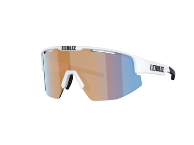 BLIZ Sunglasses Matrix Matte White | Nordic Light Coral Orange Mirror Blue