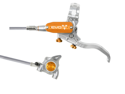 HOPE Scheibenbremse EVO X2 FM | einzeln | silber/orange Hinterradbremse Stahlflex