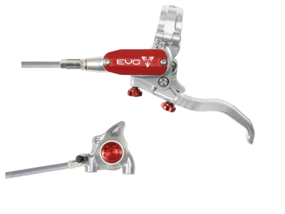 HOPE Scheibenbremse EVO X2 FM | einzeln | silber/rot Hinterradbremse Stahlflex