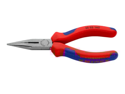 KNIPEX Flachrundzange mit Schneide verchromt schwarz atramentiert | kurz 140 mm