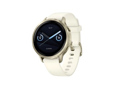 GARMIN Venu 4 | GPS Multisport Smartwatch | 41 mm | Beige / Lunargold mit Silikon-Armband Bone