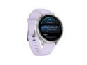 GARMIN Venu 4 | GPS Multisport Smartwatch | 41 mm | Grau / Silber mit Silikon-Armband Lavendelblau