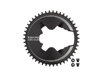 WOLF TOOTH Kettenblatt Aero 110 BCD Road / Gravel Drop-Stop ST 1-fach Shimano Dura-Ace R9200 4-Loch | schwarz 46 Zähne