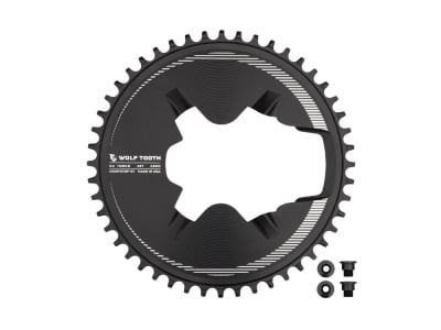 WOLF TOOTH Kettenblatt Aero 110 BCD Road / Gravel Drop-Stop ST 1-fach Shimano Dura-Ace R9200 4-Loch | schwarz 48 Zähne