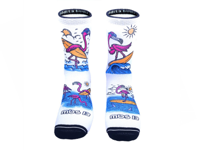 MALDITA BUENA SUERTE Socks Flamingo | white XL | 44-46