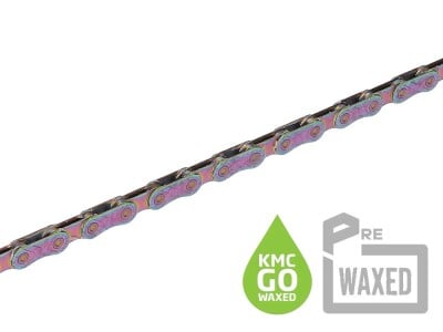 KMC pre-waxed Kette X Flat Go Wax inkl. Kettenschloss | 12- / 13-fach | 126 Glieder | Aurora Blue