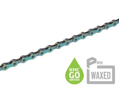 KMC pre-waxed Kette X12L Go Wax inkl. Kettenschloss | 12-fach | 126 Glieder | Aurora Green