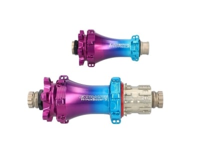 EXTRALITE Naben Set HyperBoost 3 Straightpull 6-Loch | Limited Edition Purple-Blue | Shimano MS