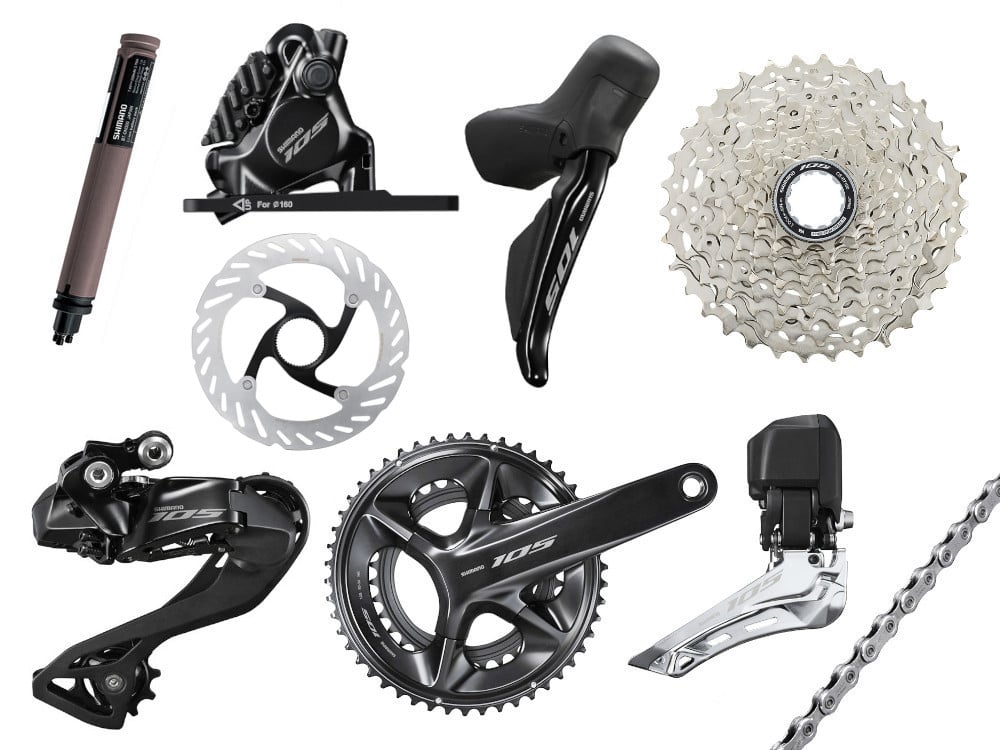 SHIMANO 105 Di2 R7170 groupset 2x12 | crank length 165 mm 50-34T