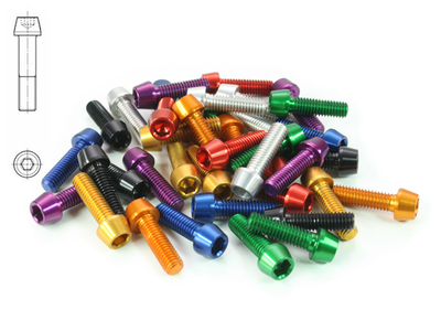 Aluminium Screw M5x15 Conical Head red