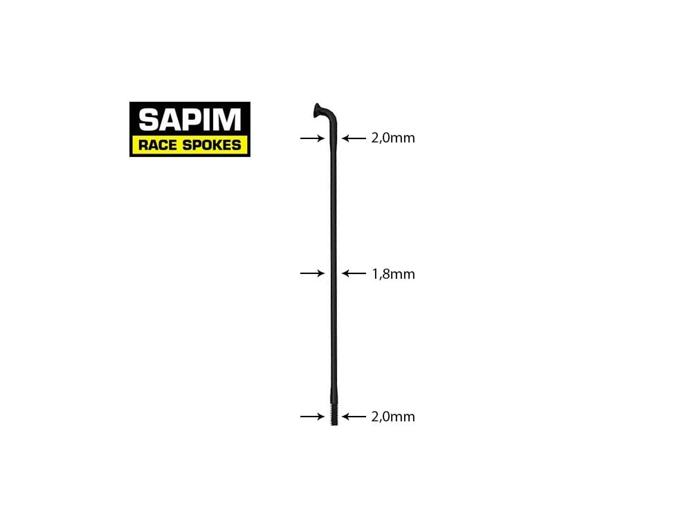 Rayons Sapim Race 14/15g - Noir - Lot De 20 - 298 Mm - Neufs